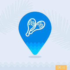 Maracas pin map icon. Summer. Vacation