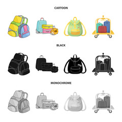 Vector illustration of backpack and bag symbol. Set of backpack and school vector icon for stock.
