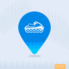 Jet Ski pin map icon. Summer. Vacation