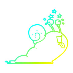 cold gradient line drawing crazy cartoon snail