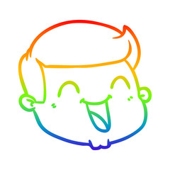 rainbow gradient line drawing happy cartoon male face