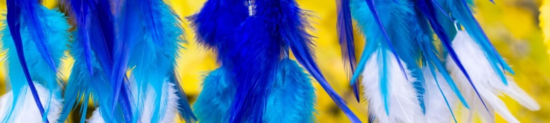 Banner of Handmade dream catcher with feathers threads and beads rope hanging