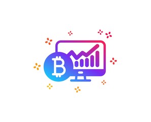 Bitcoin graph icon. Cryptocurrency analytics sign. Crypto money statistics symbol. Dynamic shapes. Gradient design bitcoin chart icon. Classic style. Vector