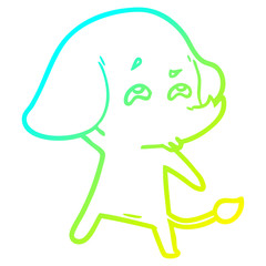 cold gradient line drawing cartoon elephant remembering