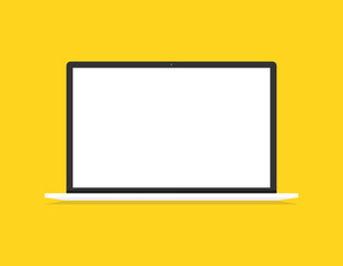 Laptop in flat style. Computer symbol. Vector illustration.