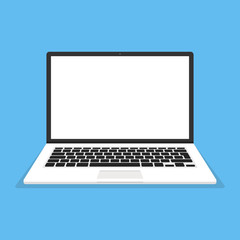 Laptop in flat style. Computer symbol. Vector illustration.