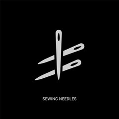Fototapeta na wymiar white sewing needles vector icon on black background. modern flat sewing needles from sew concept vector sign symbol can be use for web, mobile and logo.