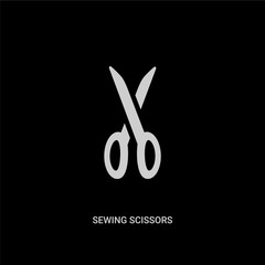 white sewing scissors vector icon on black background. modern flat sewing scissors from sew concept vector sign symbol can be use for web, mobile and logo.