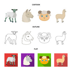 Isolated object of sheep and goat logo. Collection of sheep and happy vector icon for stock.