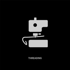 white threading vector icon on black background. modern flat threading from sew concept vector sign symbol can be use for web, mobile and logo.