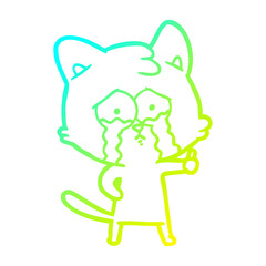 cold gradient line drawing cartoon cat