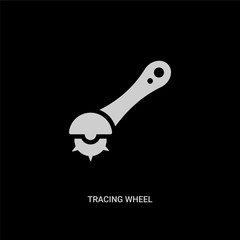 white tracing wheel vector icon on black background. modern flat tracing wheel from sew concept vector sign symbol can be use for web, mobile and logo.