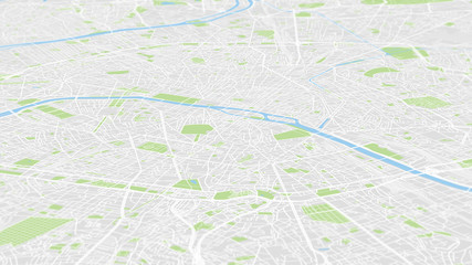 Aerial view City map Paris, color detailed plan, urban grid in perspective