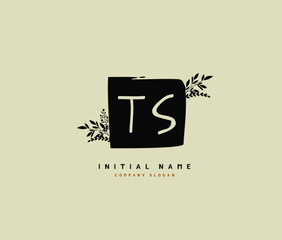 T S TS Beauty vector initial logo, handwriting logo of initial signature, wedding, fashion, jewerly, boutique, floral and botanical with creative template for any company or business.