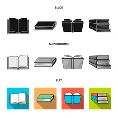 Vector illustration of library and textbook symbol. Set of library and school vector icon for stock.