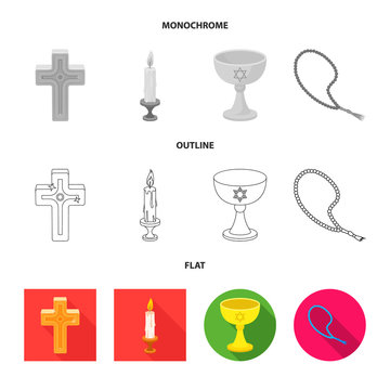 Vector illustration of muslim and items symbol. Set of muslim and candle vector icon for stock.