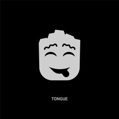 white tongue vector icon on black background. modern flat tongue from smiles concept vector sign symbol can be use for web, mobile and logo.