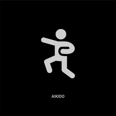 white aikido vector icon on black background. modern flat aikido from sport concept vector sign symbol can be use for web, mobile and logo.