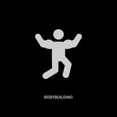 white bodybuilding vector icon on black background. modern flat bodybuilding from sport concept vector sign symbol can be use for web, mobile and logo.