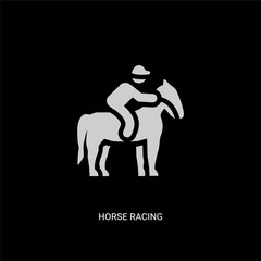 white horse racing vector icon on black background. modern flat horse racing from sport concept vector sign symbol can be use for web, mobile and logo.