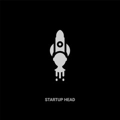 white startup head vector icon on black background. modern flat startup head from startup stategy and concept vector sign symbol can be use for web, mobile and logo.