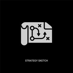 white strategy sketch vector icon on black background. modern flat strategy sketch from startup stategy and concept vector sign symbol can be use for web, mobile and logo.