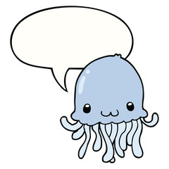 cartoon jellyfish and speech bubble