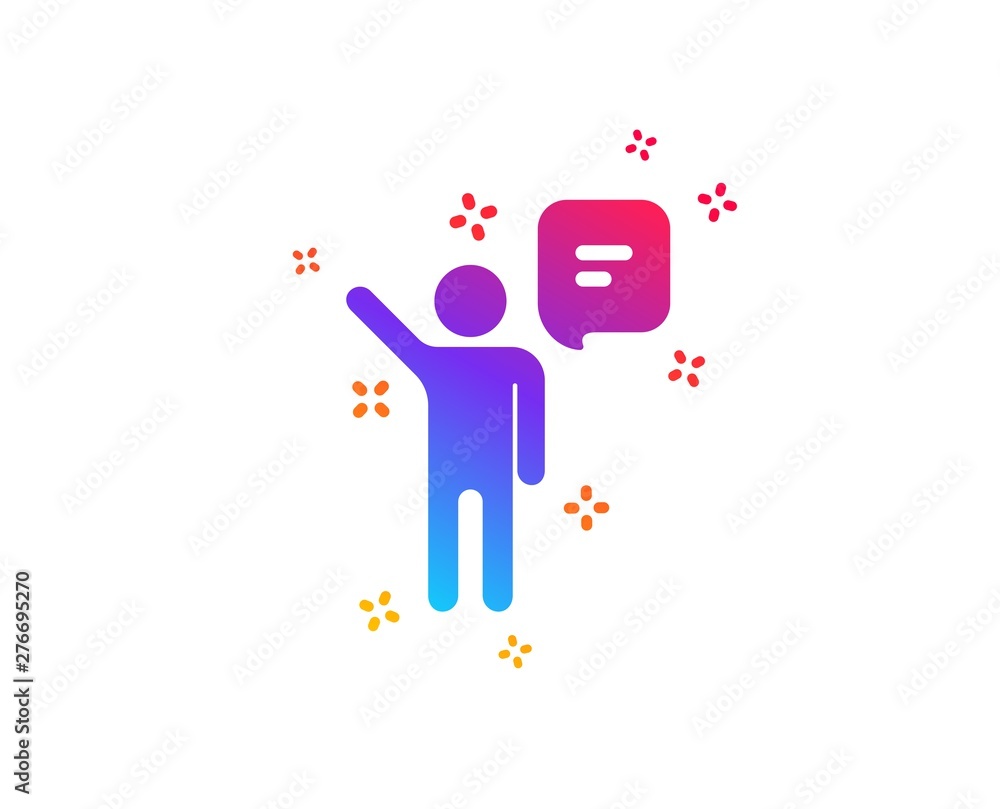 Poster agent talk icon. business management sign. speech bubble symbol. dynamic shapes. gradient design age
