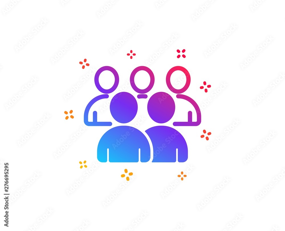 Poster group icon. business management sign. teamwork symbol. dynamic shapes. gradient design group icon. c