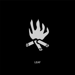 white leaf vector icon on black background. modern flat leaf from stone age concept vector sign symbol can be use for web, mobile and logo.