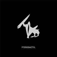 white pterodactyl vector icon on black background. modern flat pterodactyl from stone age concept vector sign symbol can be use for web, mobile and logo. © Meth Mehr