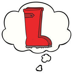 cartoon wellington boots and thought bubble