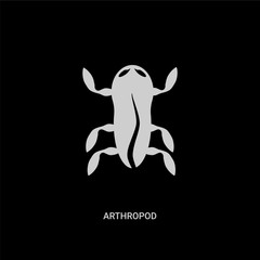 white arthropod vector icon on black background. modern flat arthropod from stone age concept vector sign symbol can be use for web, mobile and logo.