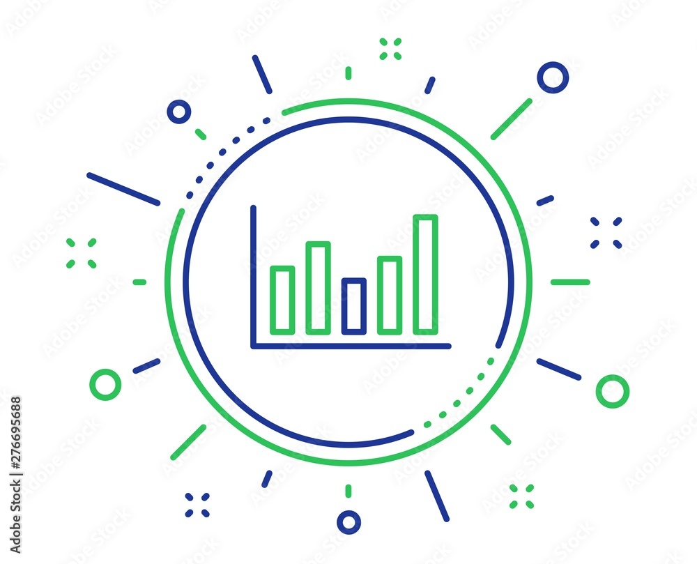 Poster column chart line icon. financial graph sign. stock exchange symbol. business investment. quality de