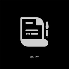 Obraz premium white policy vector icon on black background. modern flat policy from strategy concept vector sign symbol can be use for web, mobile and logo.