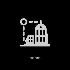 white building vector icon on black background. modern flat building from strategy concept vector sign symbol can be use for web, mobile and logo.