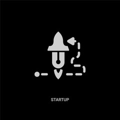 white startup vector icon on black background. modern flat startup from strategy concept vector sign symbol can be use for web, mobile and logo.