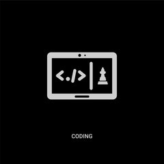 white coding vector icon on black background. modern flat coding from strategy concept vector sign symbol can be use for web, mobile and logo.