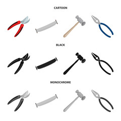 Vector design of tool and construction symbol. Set of tool and carpentry stock vector illustration.