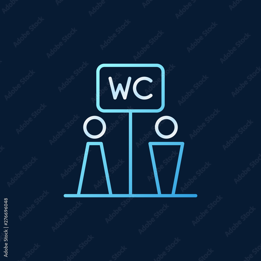 Poster vector wc toilet concept colored linear icon or symbol on dark background