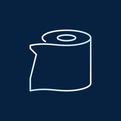 Vector toilet tissue colored icon or sign in thin line style on dark background