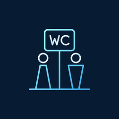 Vector WC Toilet concept colored linear icon or symbol on dark background
