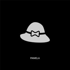 white pamela vector icon on black background. modern flat pamela from summer concept vector sign symbol can be use for web, mobile and logo.