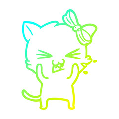 cold gradient line drawing cartoon cat