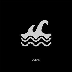white ocean vector icon on black background. modern flat ocean from summer concept vector sign symbol can be use for web, mobile and logo.