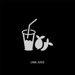 white lime juice vector icon on black background. modern flat lime juice from summer concept vector sign symbol can be use for web, mobile and logo.