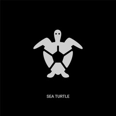 white sea turtle vector icon on black background. modern flat sea turtle from summer concept vector sign symbol can be use for web, mobile and logo.