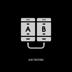 white a/b testing vector icon on black background. modern flat a/b testing from technology concept vector sign symbol can be use for web, mobile and logo.