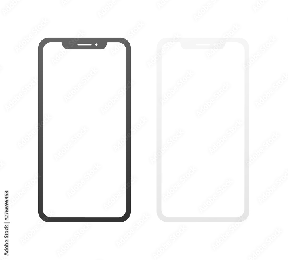 Poster black and whote smart phone template in flat style. use for demonstrate your design and app.