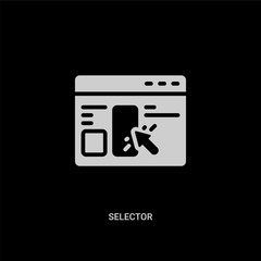 white selector vector icon on black background. modern flat selector from technology concept vector sign symbol can be use for web, mobile and logo.